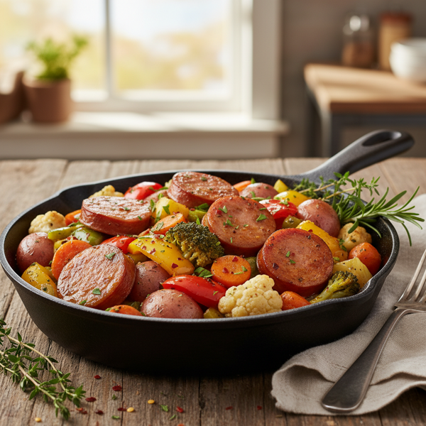 Savory Smoked Sausage and Country Vegetables Skillet recipe