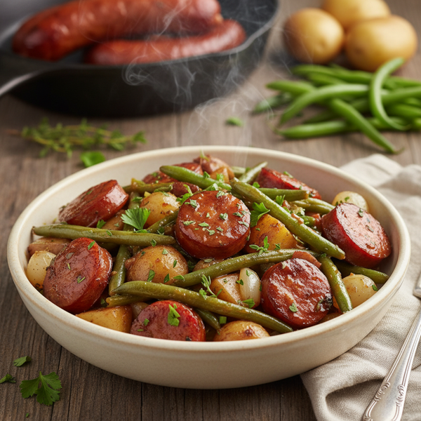 Savory Smoked Sausage and Green Bean Delight recipe