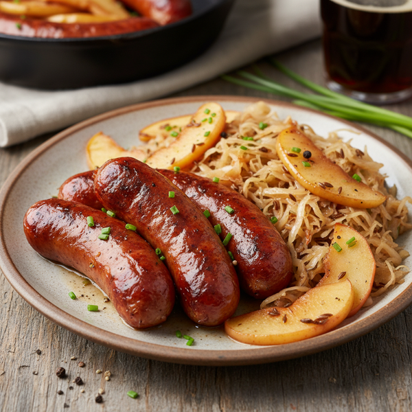 Savory Smoked Sausage with Apples and Sauerkraut recipe