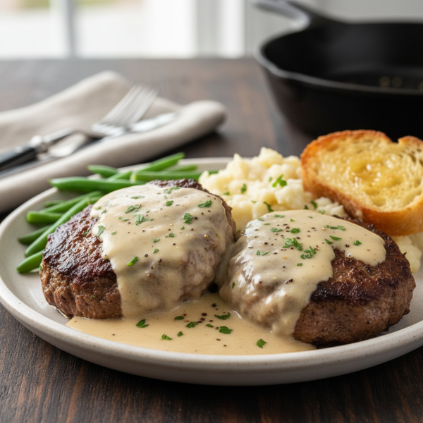 Savory Smothered Hamburger Steak with Creamy Gravy recipe