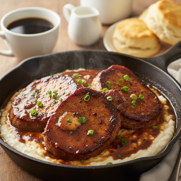 Savory Smothered Pork Chops with Rich Red Eye Gravy recipe