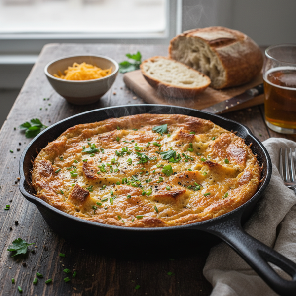 Savory Sourdough Cheddar Bread Pudding recipe