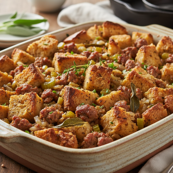 Savory Sourdough and Italian Sausage Stuffing recipe