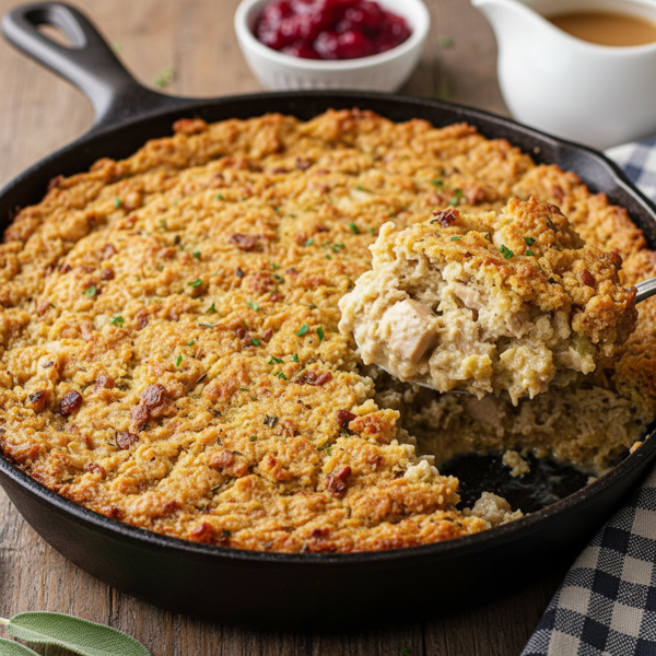 Savory Southern Cornbread and Chicken Dressing recipe