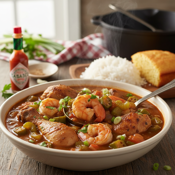 Savory Southern Shrimp and Chicken Gumbo recipe