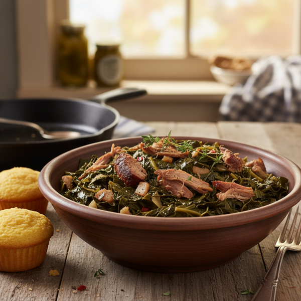 Savory Southern Slow-Cooked Greens with Smoked Turkey recipe