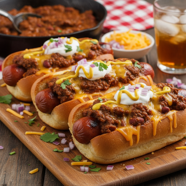 Savory Southern Style Chili Dogs recipe