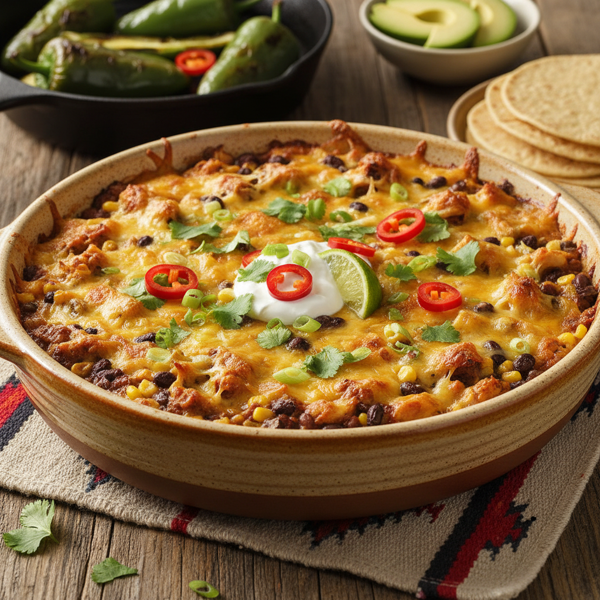 Savory Southwest Chicken Chili Casserole recipe