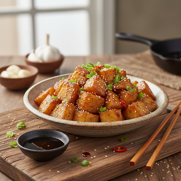 Savory Soy-Glazed Diced Potatoes recipe