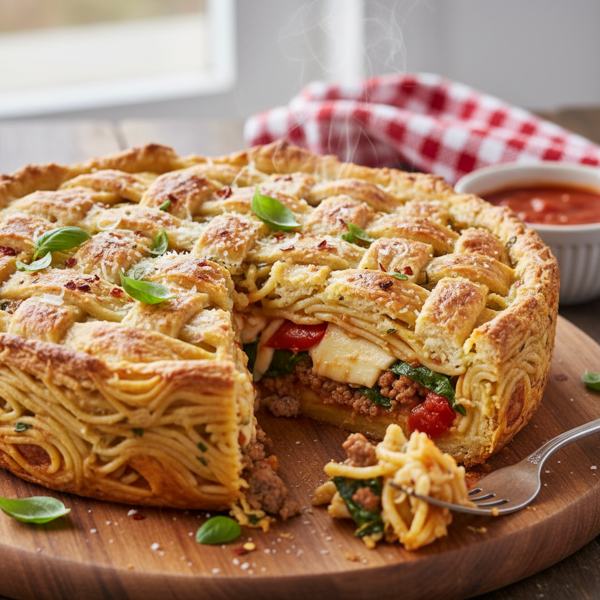 Savory Spaghetti Pie Delight recipe