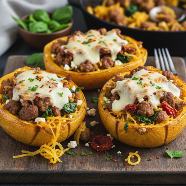 Savory Spaghetti Squash Boats recipe