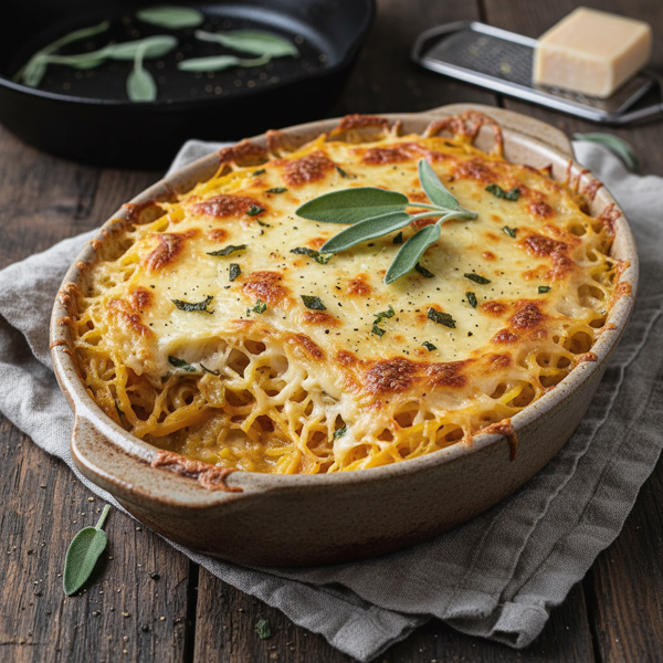 Savory Spaghetti Squash Gratin with Sage & Gruyere recipe