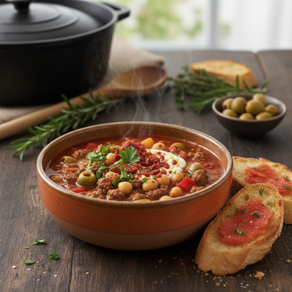 Savory Spanish-Inspired Hamburger Soup recipe