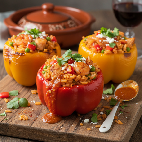 Savory Spanish Rice Stuffed Bell Peppers recipe