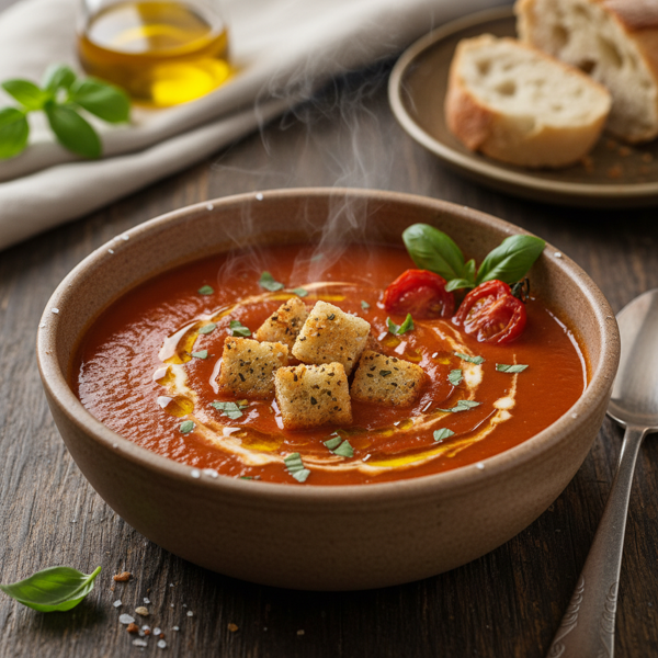 Savory Spanish Tomato Basil Soup recipe