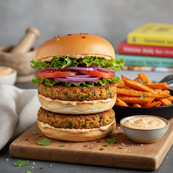 Savory Spiced Lentil and Carrot Burgers recipe