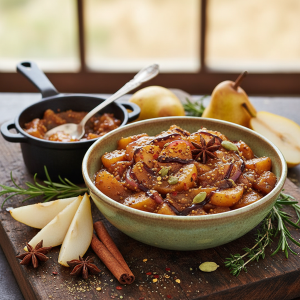 Savory Spiced Pear Chutney recipe