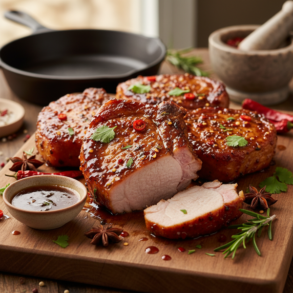 Savory Spicy-Sweet Glazed Pork Chops recipe