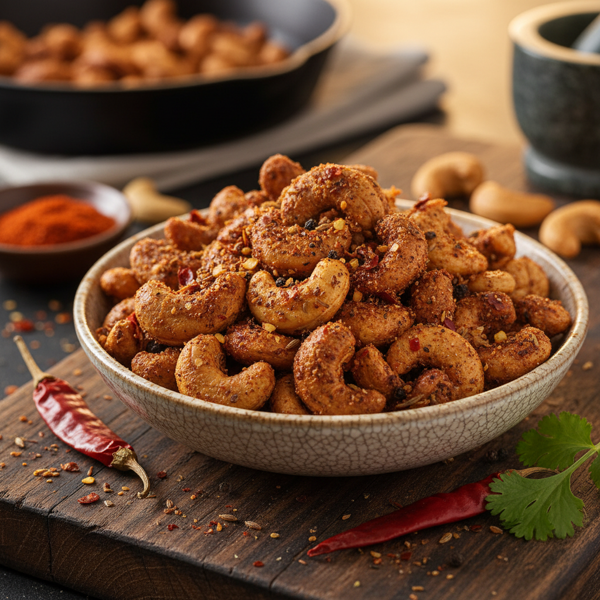 Savory Spicy Chili Roasted Cashews recipe