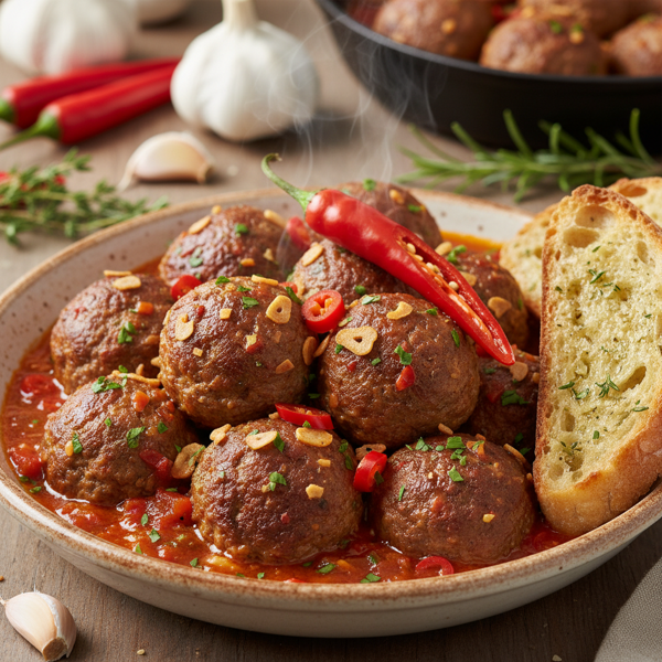 Savory Spicy Garlic Meatball Delight recipe