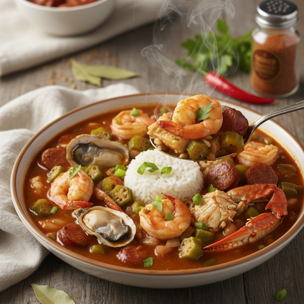 Savory Spicy Seafood Gumbo Delight recipe