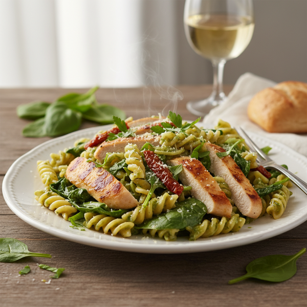 Savory Spinach Chicken Pasta Delight recipe