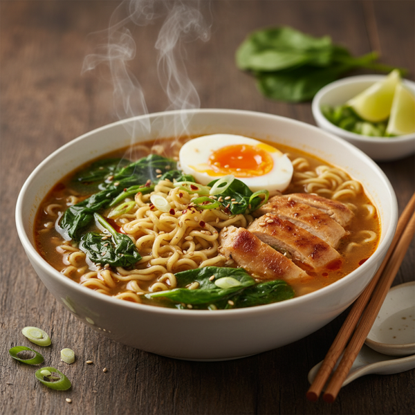 Savory Spinach Chicken Ramen Delight recipe