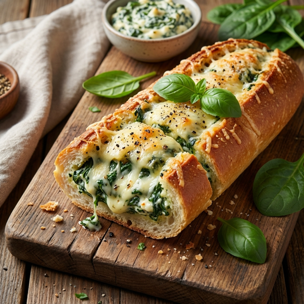 Savory Spinach Cream Cheese Baguette recipe