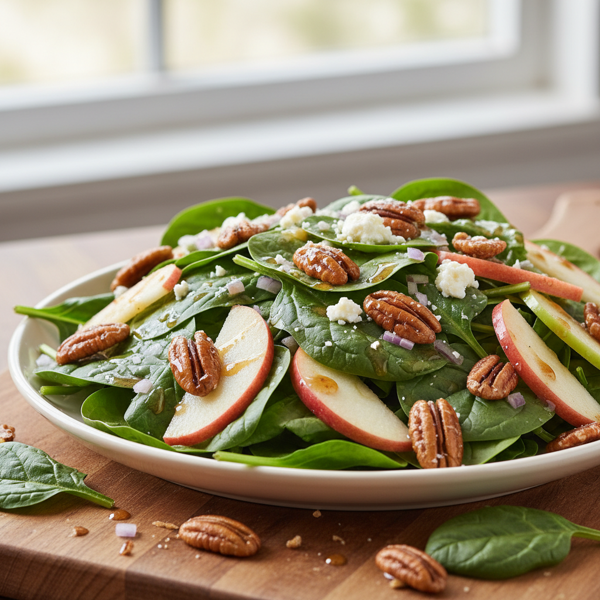 Savory Spinach Salad with Honey-Caramelized Pecans and Apples recipe