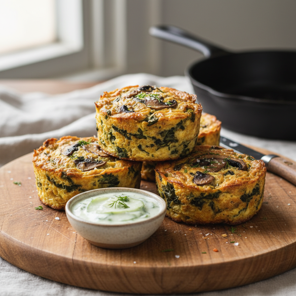 Savory Spinach & Mushroom Matzoh Kugels recipe
