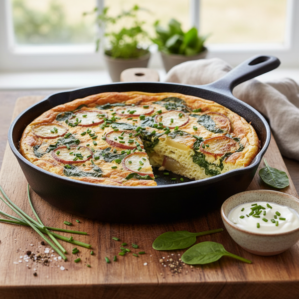 Savory Spinach & Potato Frittata with Chives recipe