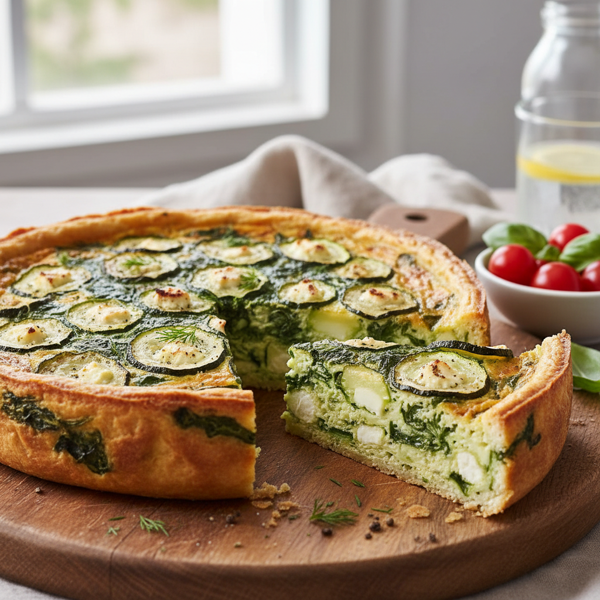 Savory Spinach & Zucchini Crustless Quiche recipe