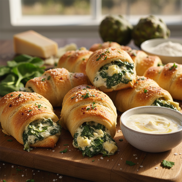 Savory Spinach and Artichoke Crescent Rolls recipe