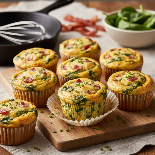 Savory Spinach and Bacon Crustless Quiche Muffins recipe