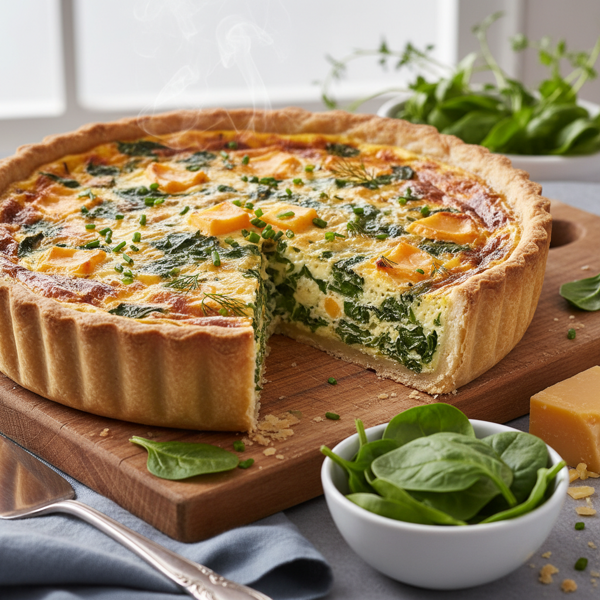 Savory Spinach and Cheddar Quiche recipe
