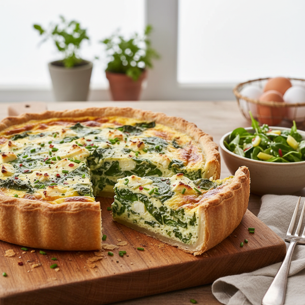 Savory Spinach and Cheese Quiche recipe
