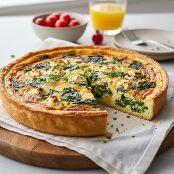 Savory Spinach and Cheese Quiche (Crustless) recipe