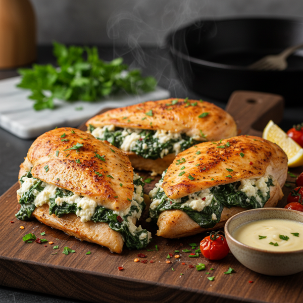 Savory Spinach and Cheese Stuffed Chicken Breasts recipe