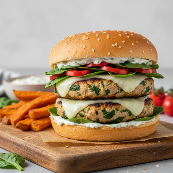 Savory Spinach and Chicken Burgers recipe