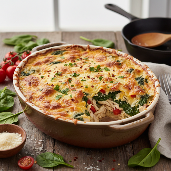 Savory Spinach and Chicken Casserole Delight recipe