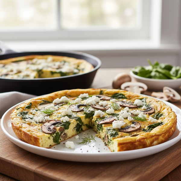 Savory Spinach and Mushroom Frittata with Feta recipe