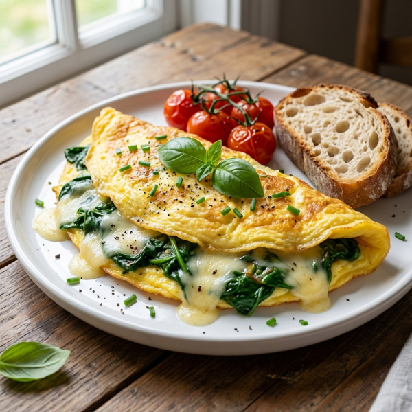 Savory Spinach and Parmesan Omelet recipe