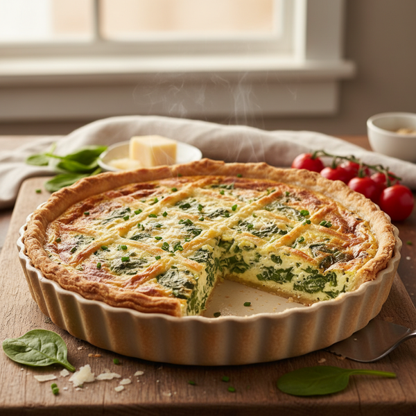 Savory Spinach and Parmesan Quiche recipe