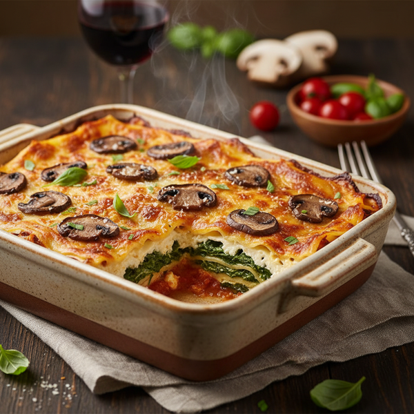 Savory Spinach and Portabella Mushroom Lasagna Delight recipe