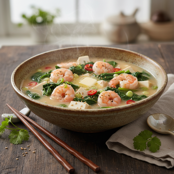 Savory Spinach and Shrimp Miso Delight recipe