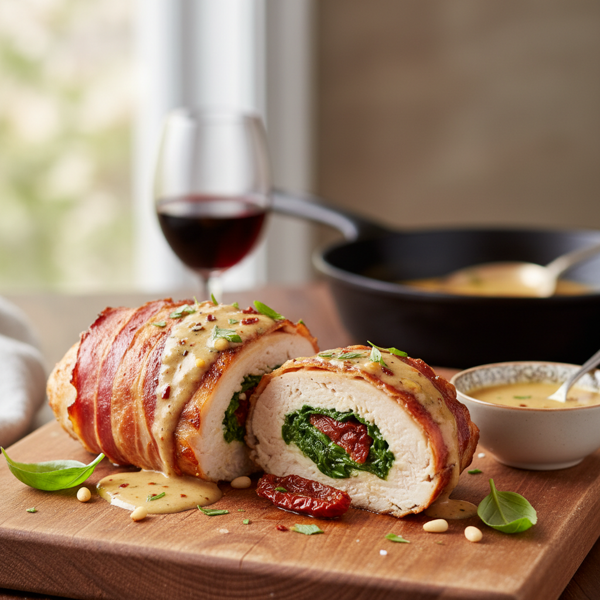 Savory Spinach and Sun-Dried Tomato Stuffed Chicken Wrapped in Prosciutto recipe