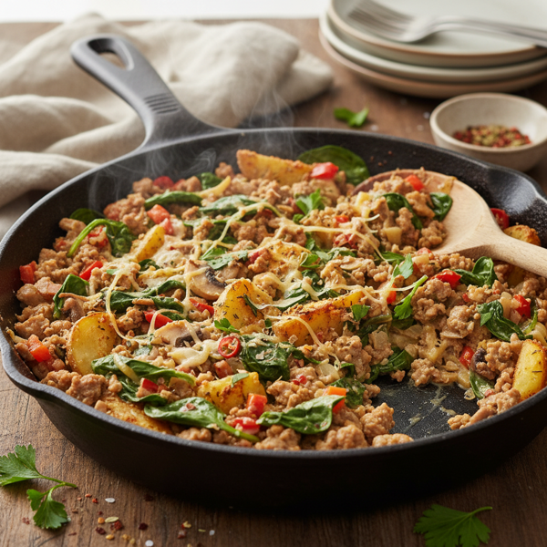 Savory Spinach and Turkey Skillet recipe