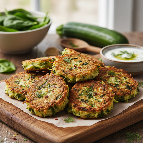 Savory Spinach and Zucchini Fritters recipe