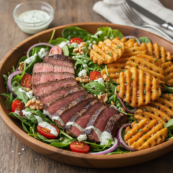 Savory Steak and Fries Salad Delight recipe