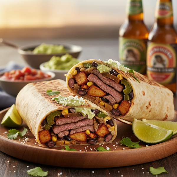 Savory Steak and Potato Fiesta Burritos recipe